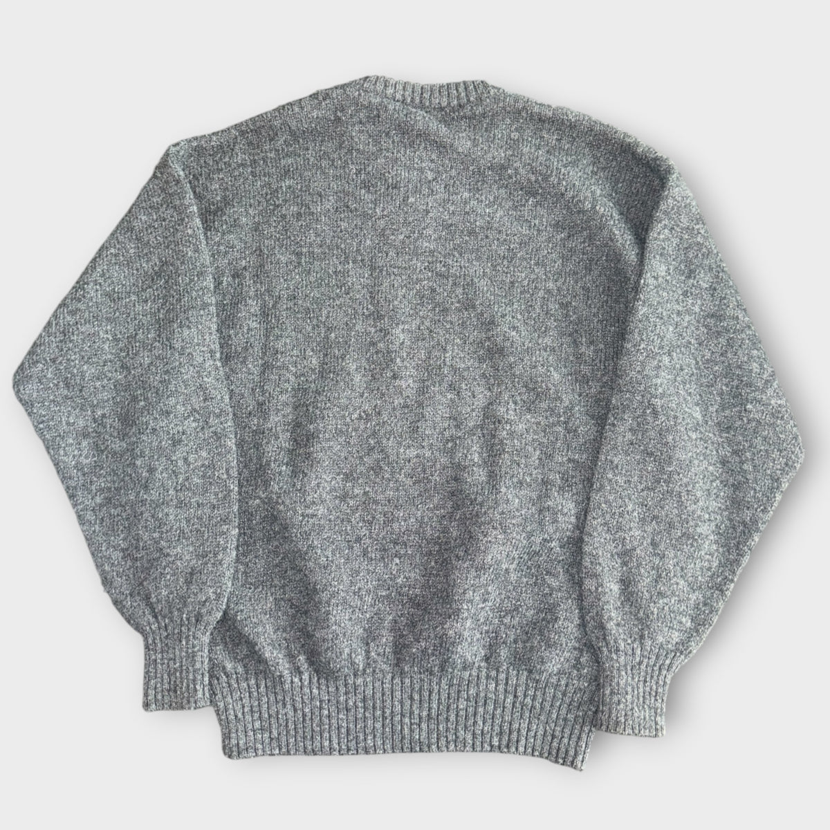 Vintage Burberrys Wollpullover mit Rautenmuster Grau M Rückseite