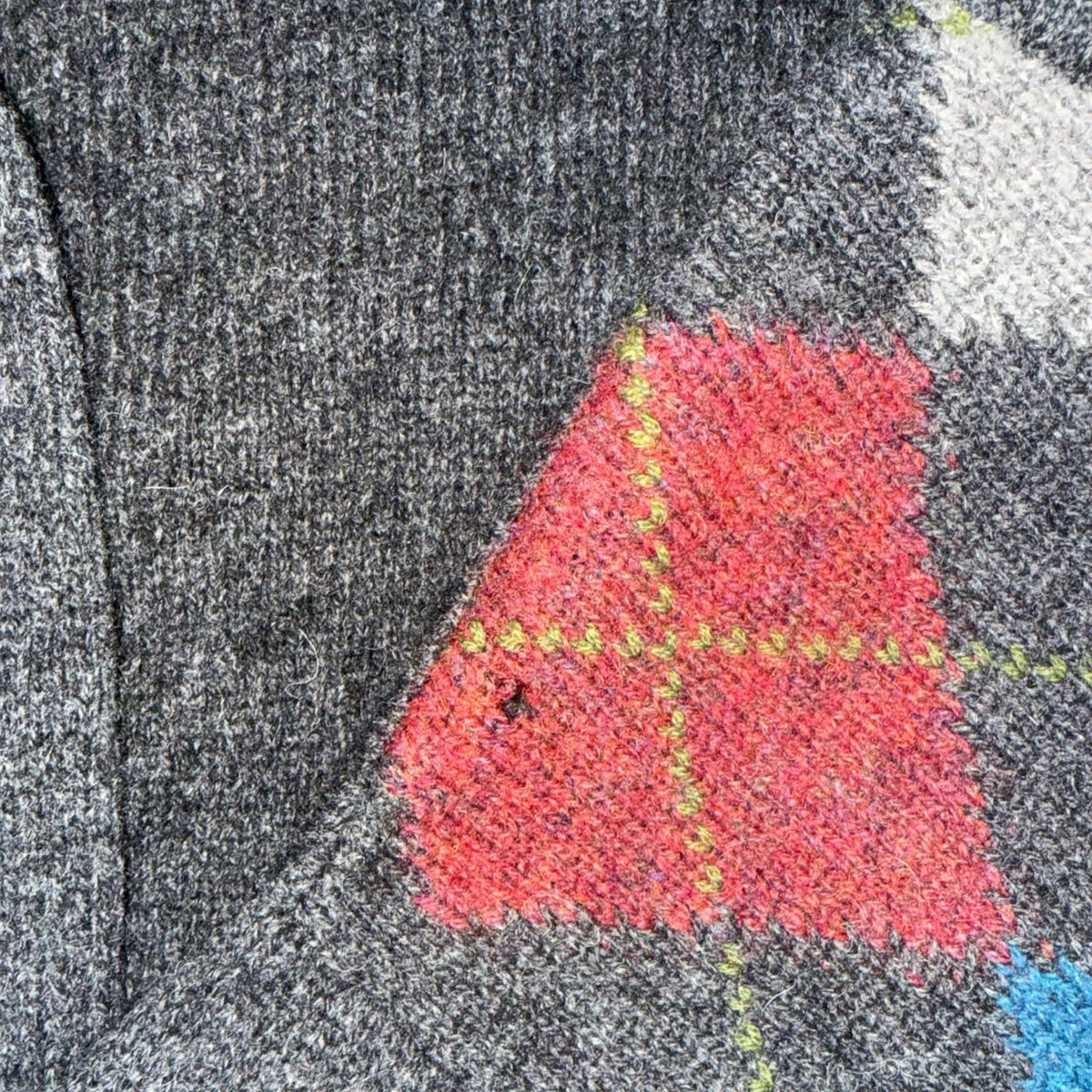 Vintage Burberrys Wollpullover mit Rautenmuster Grau M Detail