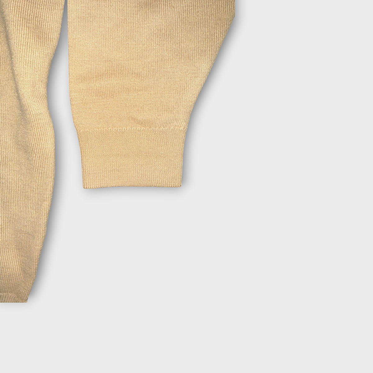 Vintage Lacoste Strickpullover Beige L Ärmel Detail
