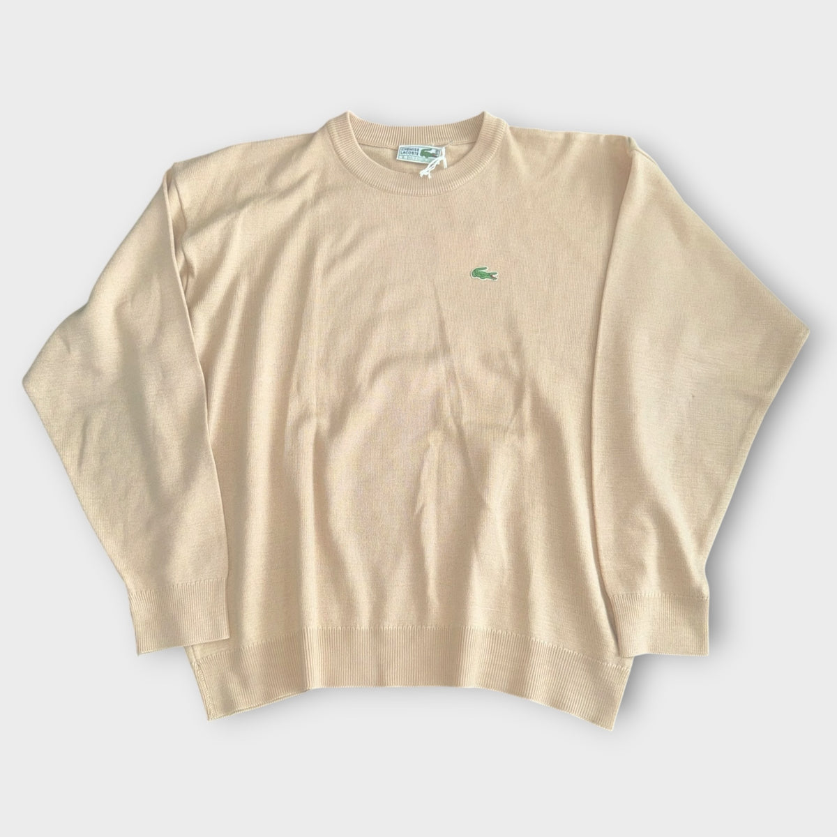 Vintage Lacoste Strickpullover Beige L Vorderseite
