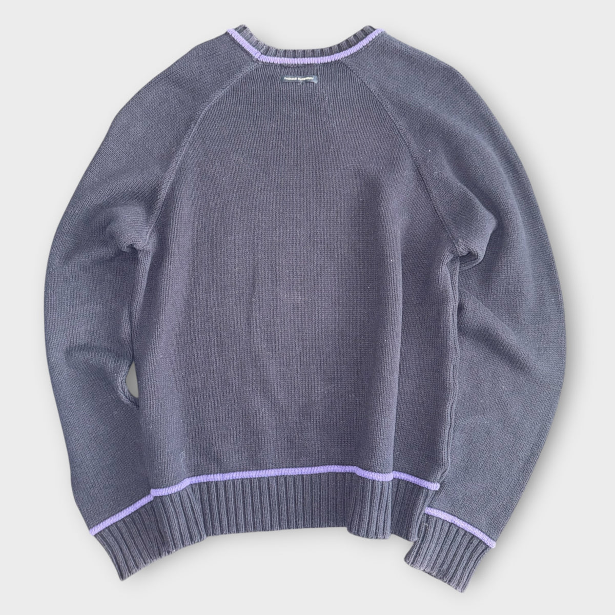Vintage Thomas Burberry Pullover Dunkelgrau Lila M Rückseite