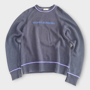 Vintage Thomas Burberry Pullover – Dunkelgrau/Lila (M)