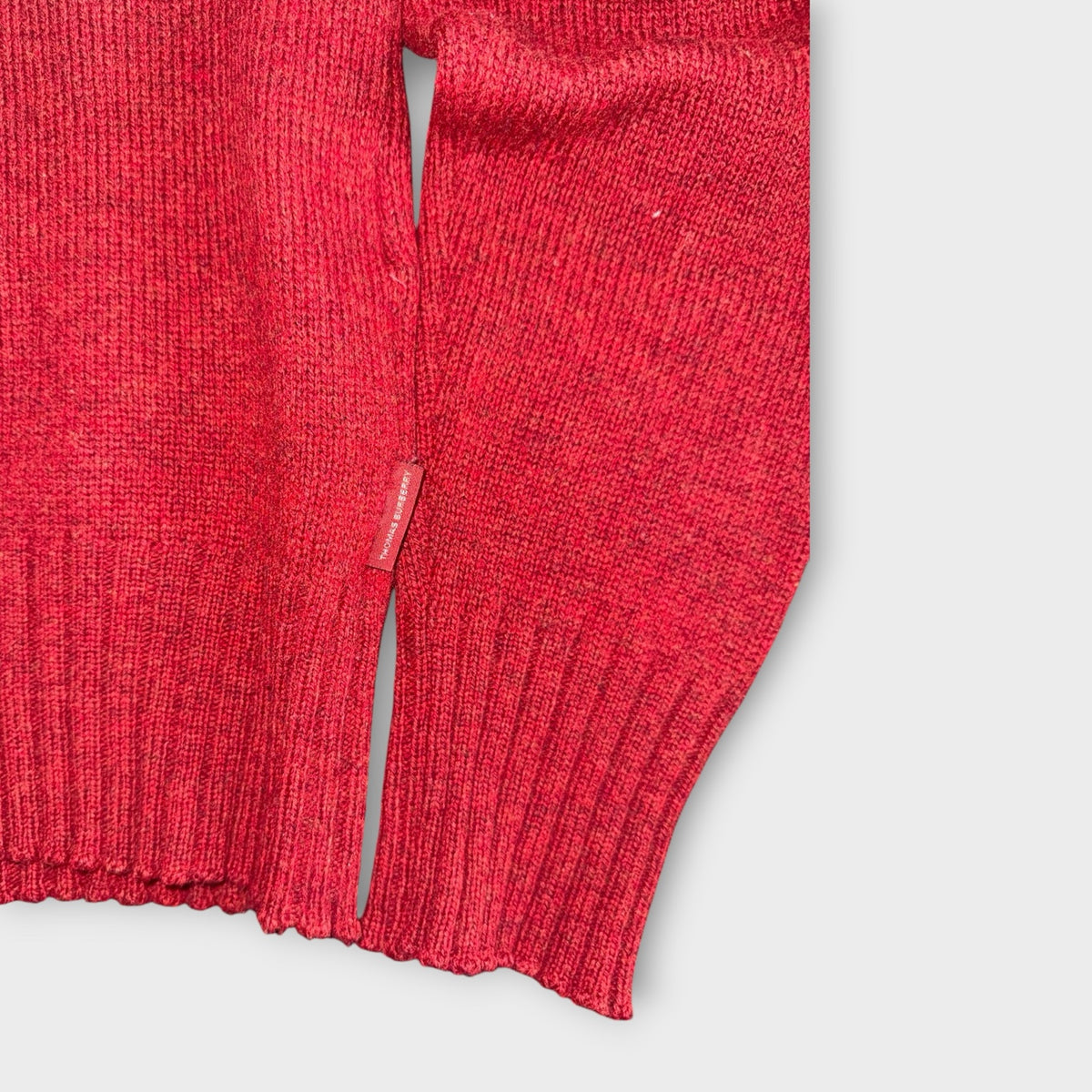 Vintage Thomas Burberry Strickpullover – Bündchen- und Seitenlabel-Detail