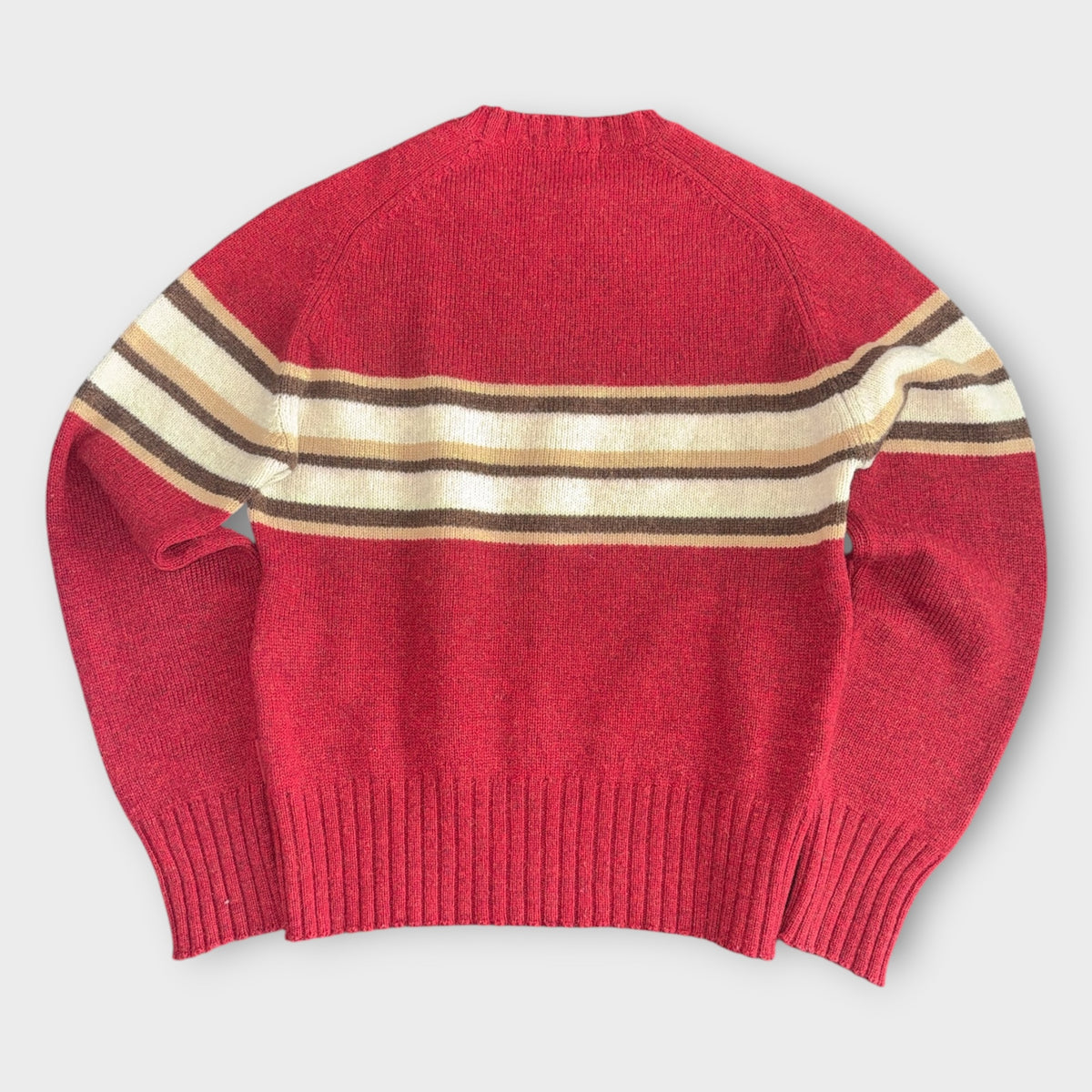 Vintage Thomas Burberry Strickpullover in Rot mit Streifen – Rückansicht
